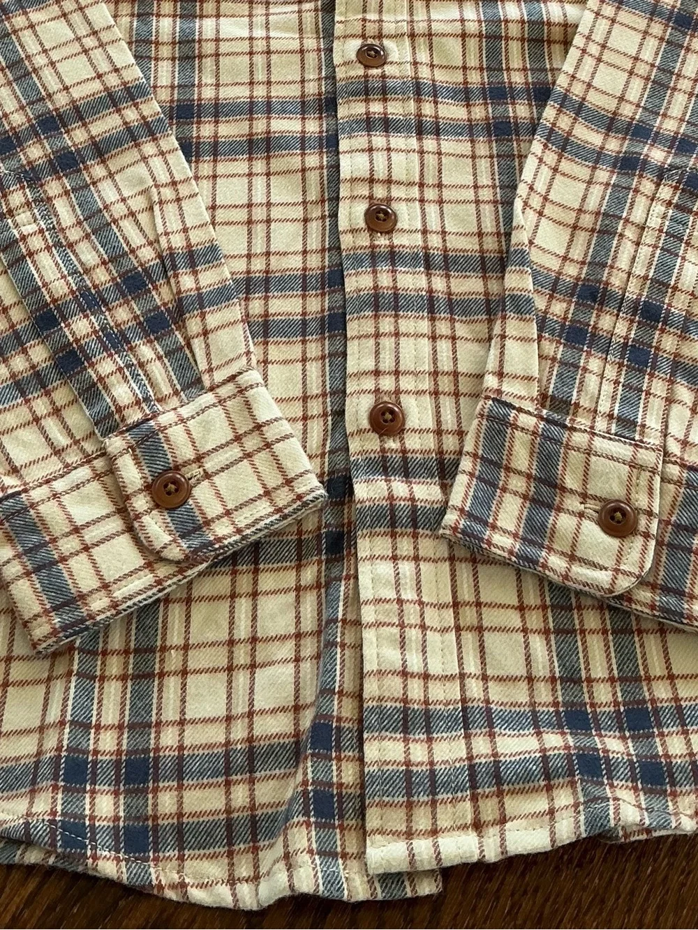 J. Crew Plaid Button-Down Shirt in Cream, Blue & Brown